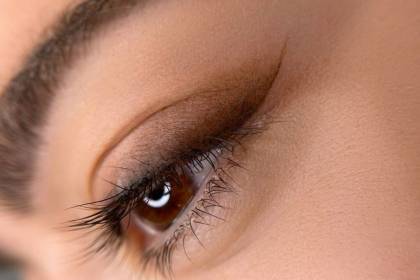 permanent eyeliner makeup close up. Healthy and clean skin young woman